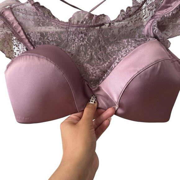 NEW Victoria's Secret Dream Angel Lined Plunge Bra Size 34DD Purple Lacey Fairy - Picture 4 of 8